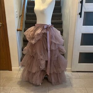Ruffled Tulle Maxi Skirt in Dusty Rose. MrPretty size medium photography studio